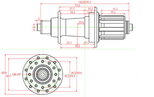 Drawing Velocity Rims Velocity Race Road Rear hub - Velocity Wheels Australia